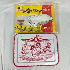 Vintage Quaker Metal Folding TV Tray Circus Merry-Go-Round Children NOS READ